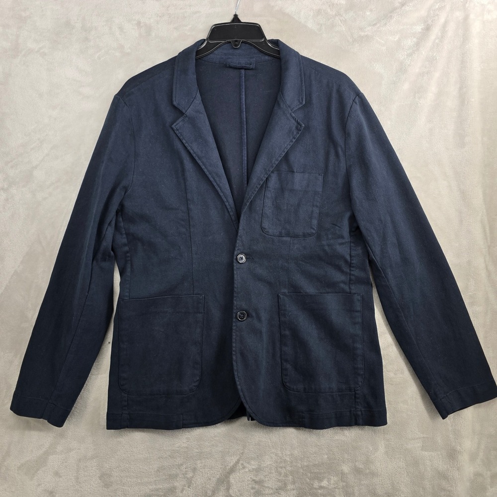 HUCKBERRY Wills Garment Dyed Blazer Navy Blue‎ Casual Jacket Mens Size LARGE